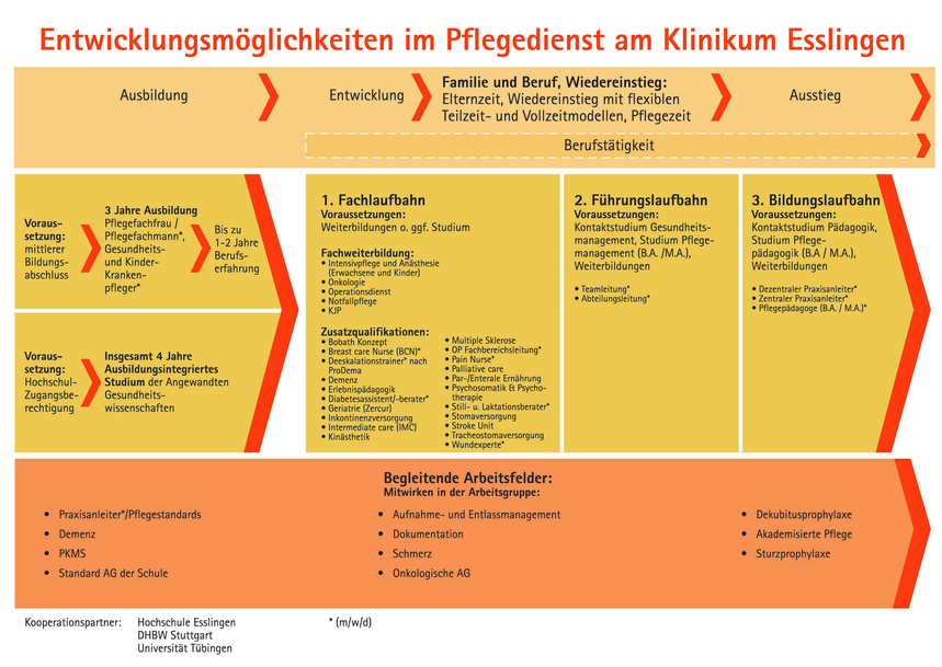 Schaubild zu den Entwicklungsmöglichkeiten im Pflegedienst am Klinikum Esslingen 